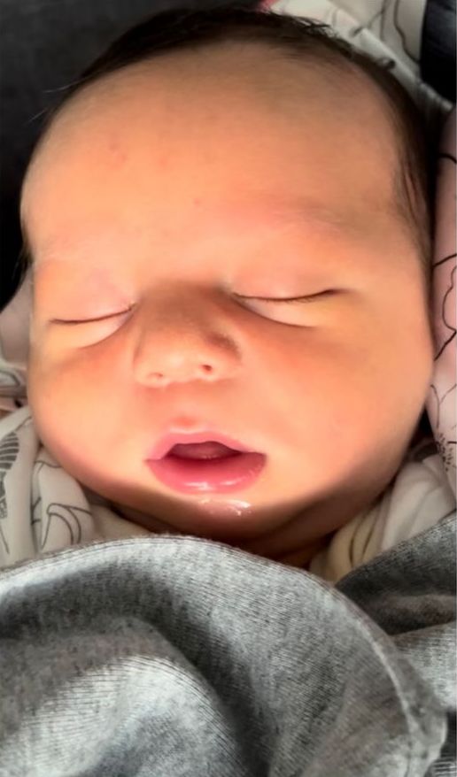 The same baby photographed after birth